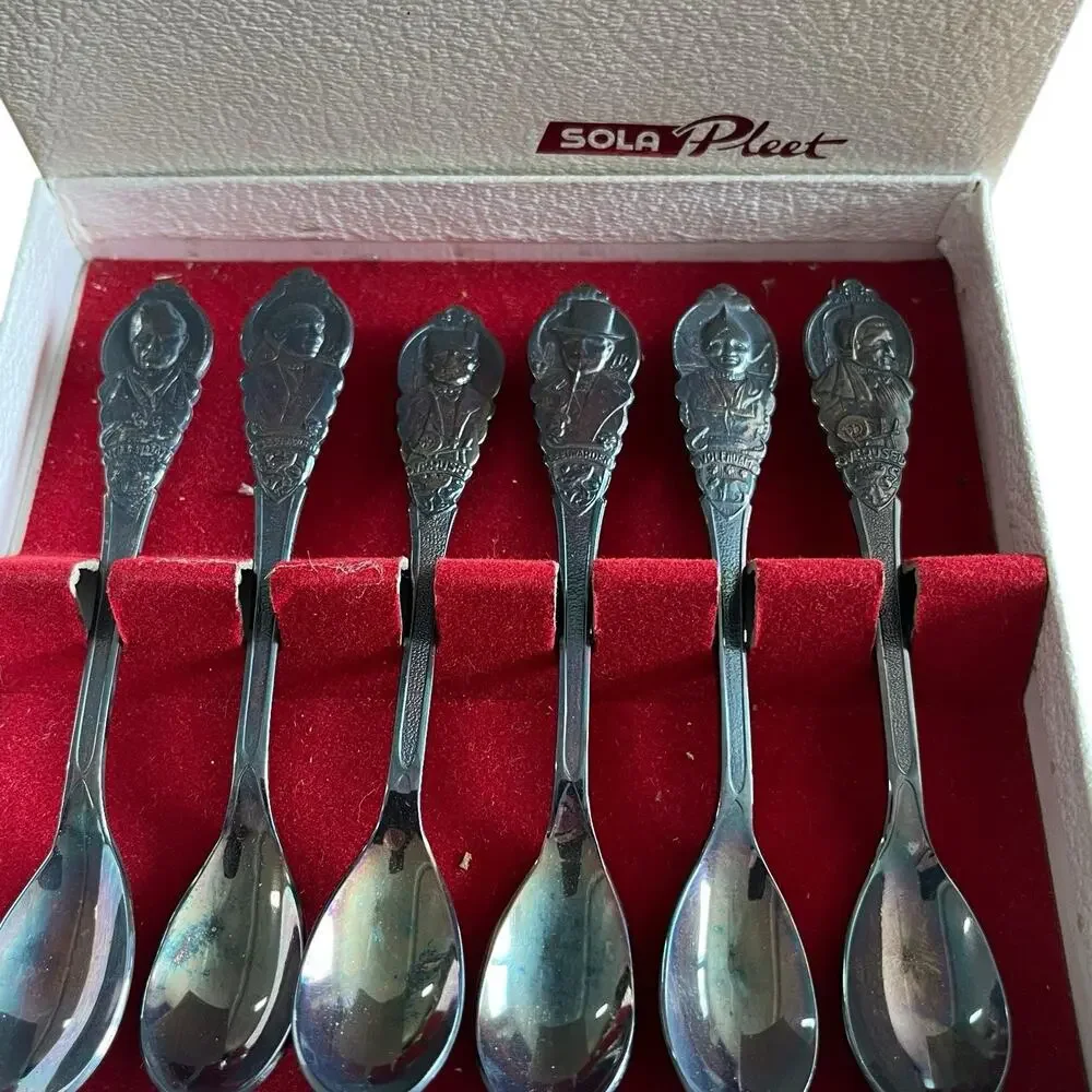 Sola Pleet Spoons Set of 6 in Box Nederland Netherlands Demitasse Unpolished